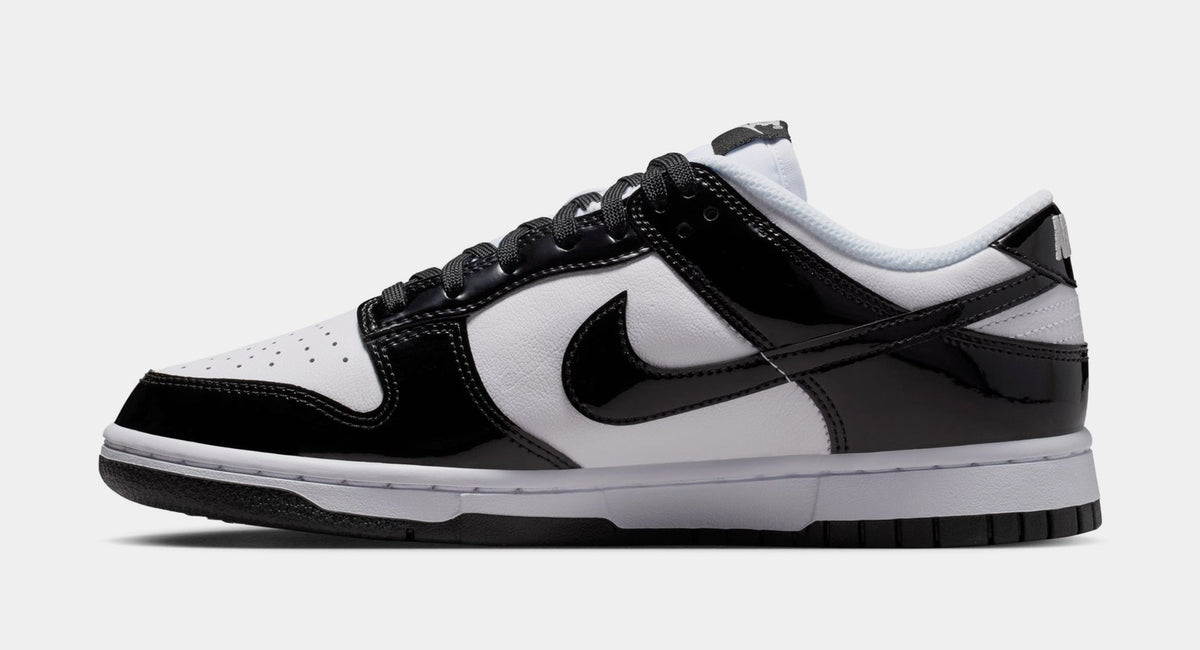 Dunk Low SE Patent Leather Womens Lifestyle Shoes (White/Black/Metallic Silver) - sneakers - view 3