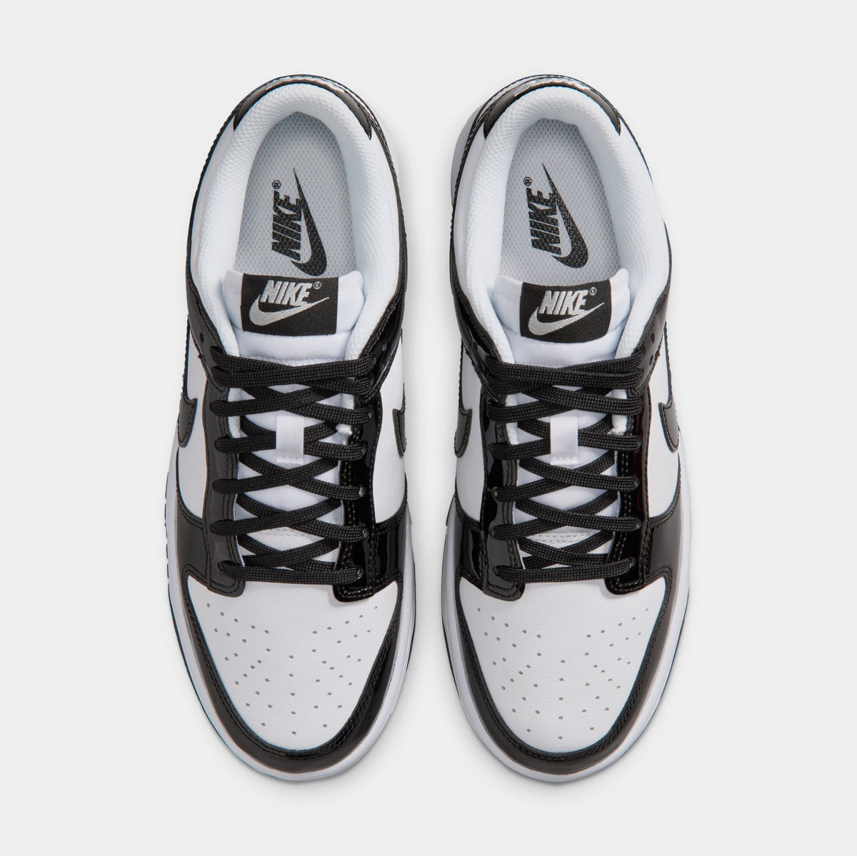 Dunk Low SE Patent Leather Womens Lifestyle Shoes (White/Black/Metallic Silver) - sneakers - view 2